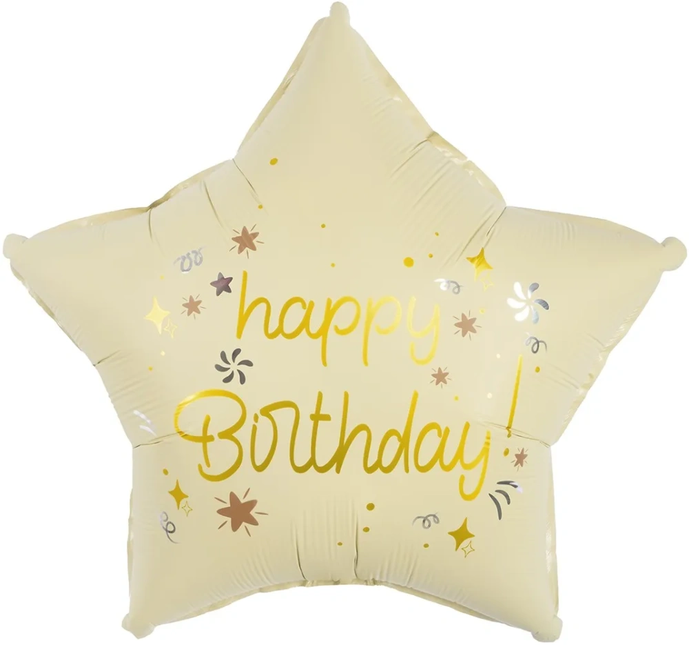 Шар (18''/46 см) Звезда, Happy Birthday Микс